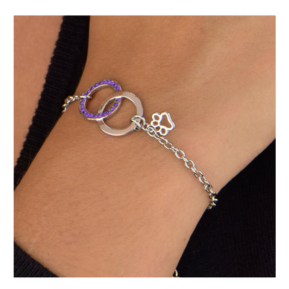 Together Forever Purple Rhinestone Paw Bracelet