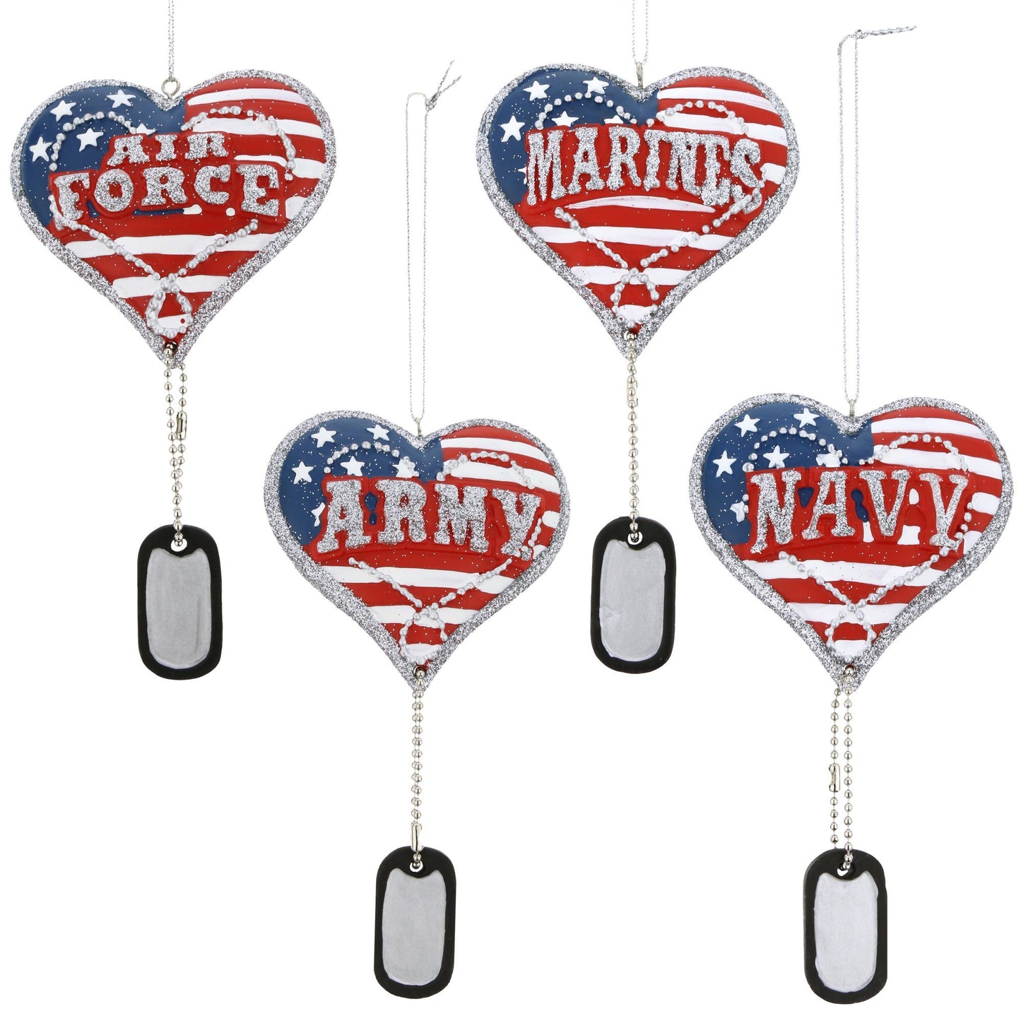 Military Service Heart & Dog Tag Ornament