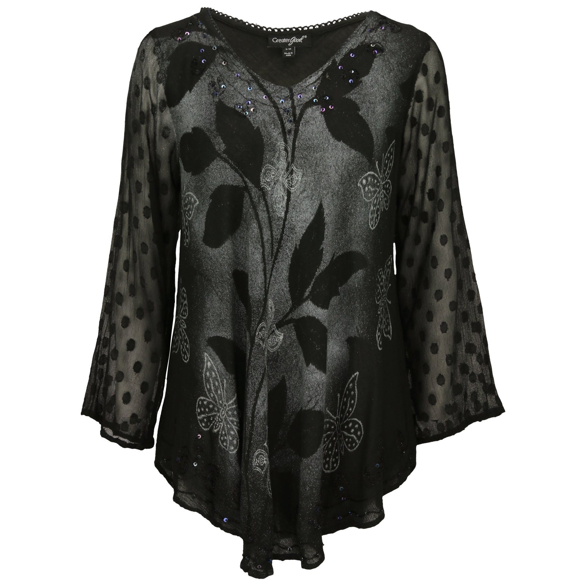Midnight Butterfly Long Sleeve Tunic