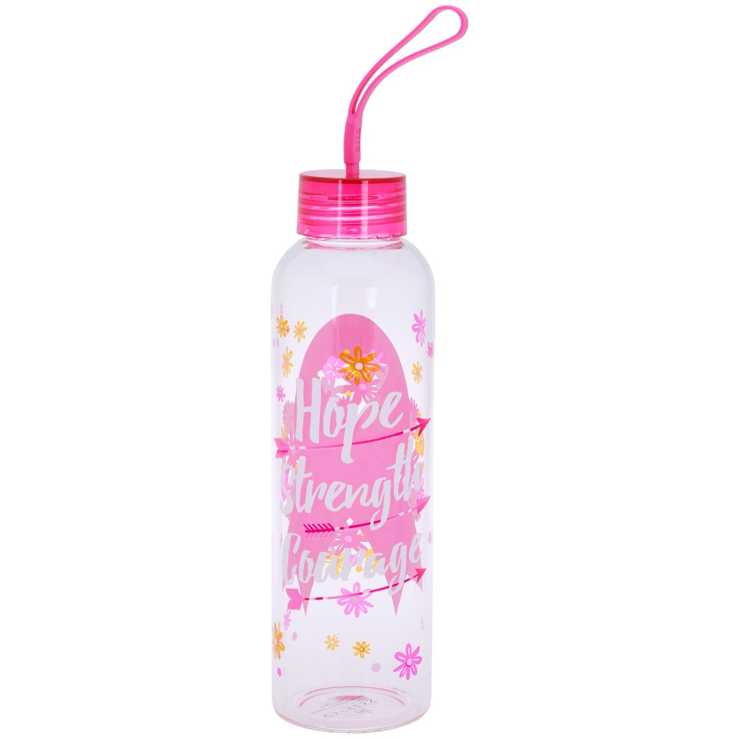 Hope Strength Courage Glass Water Bottle