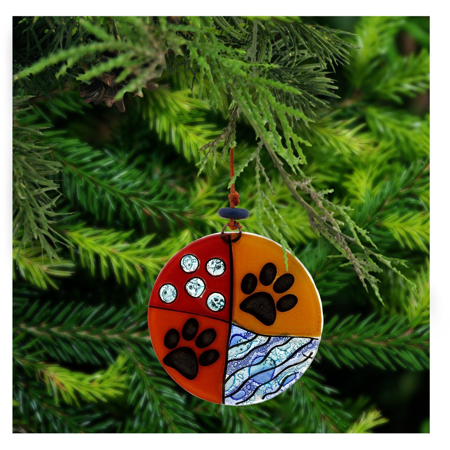 Paw Print Recycled Glass Ornament