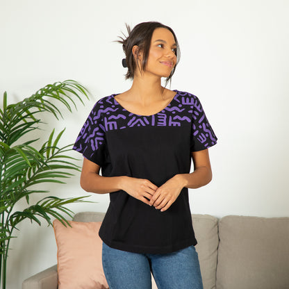 Textile Traditions Printed Plum Top