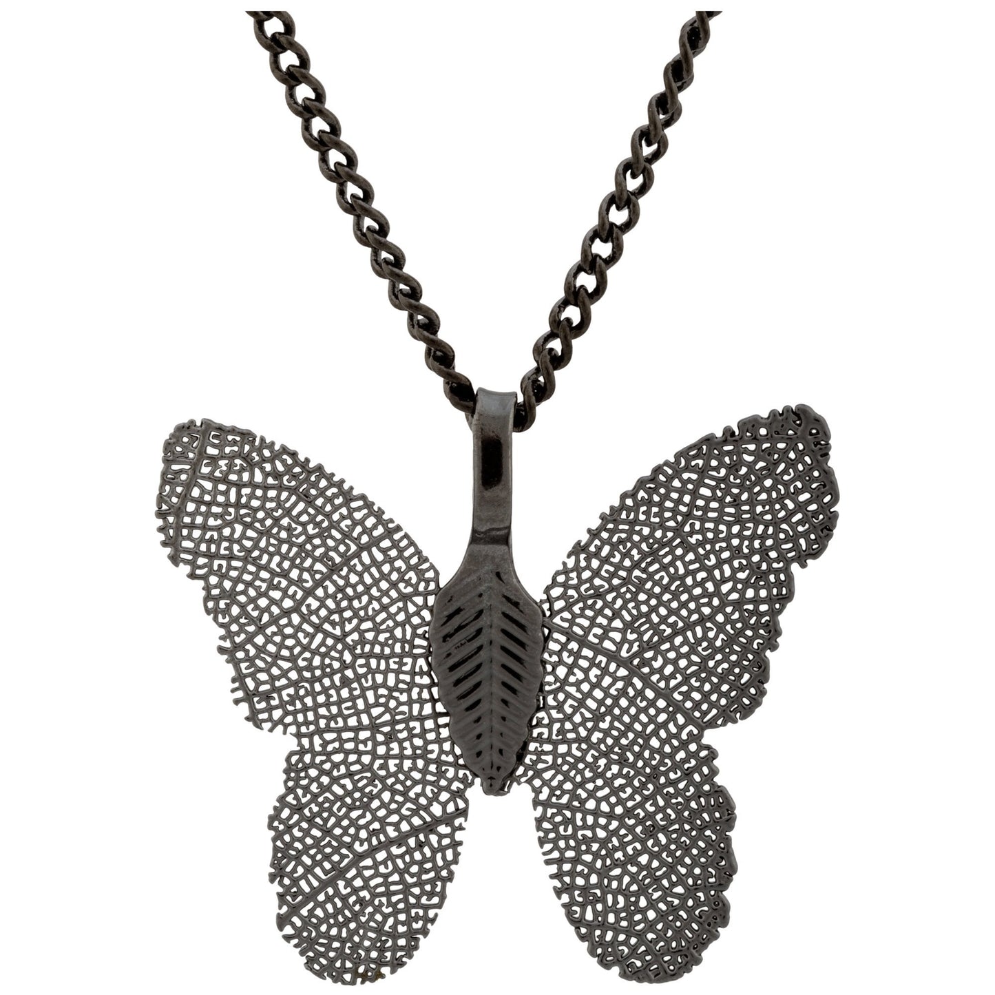 Lustrous Leaf Butterfly Necklace