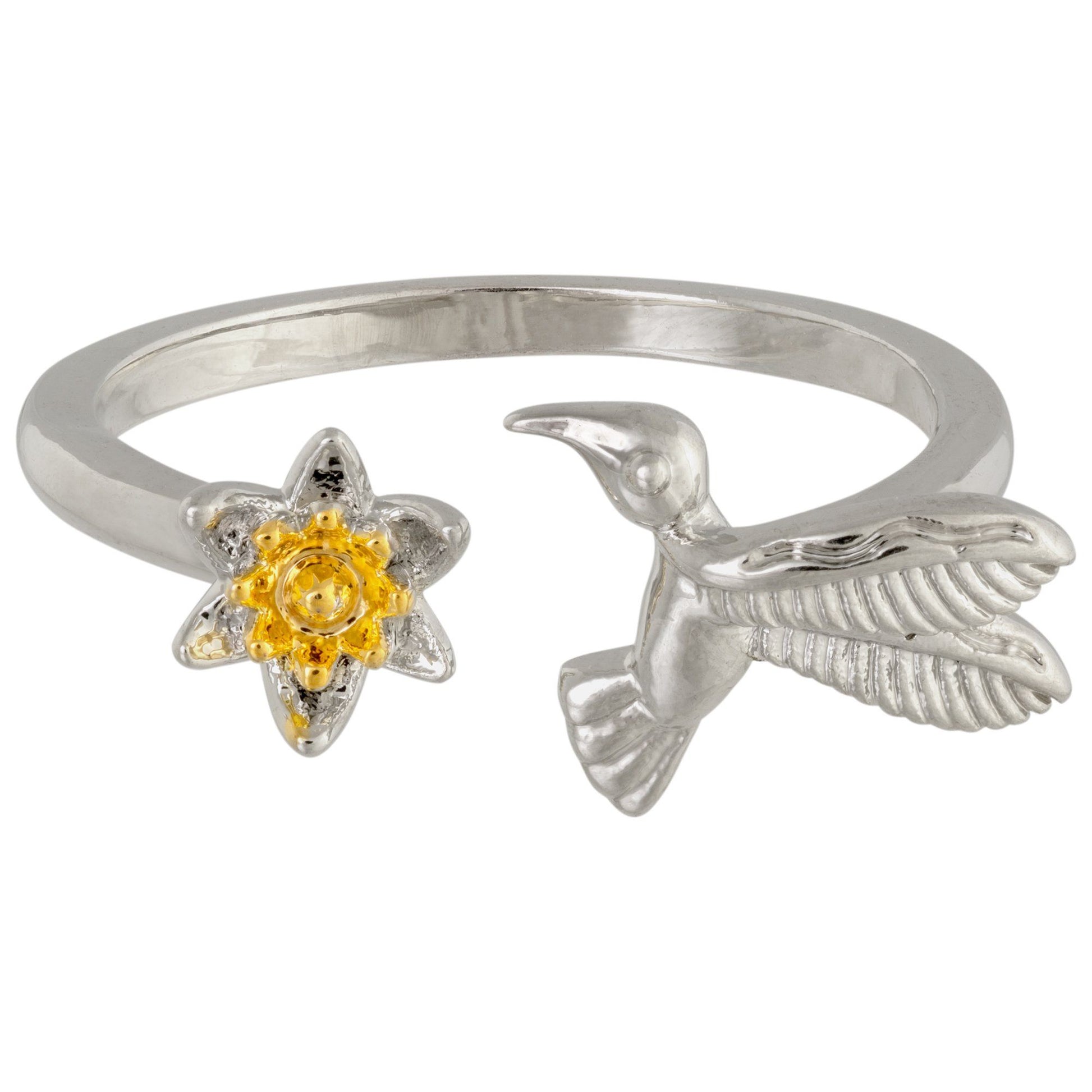 Smell The Flowers Hummingbird Adjustable Ring