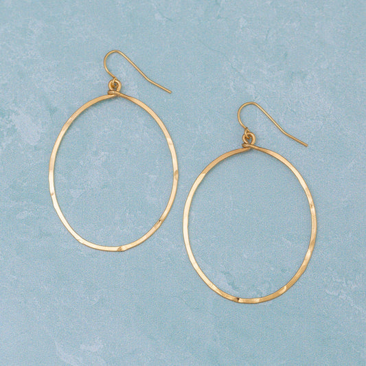 Gold-Plated Hammered Hoop Earrings