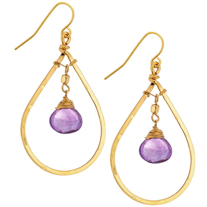 Gemstone Hoop Gold-Filled Earrings