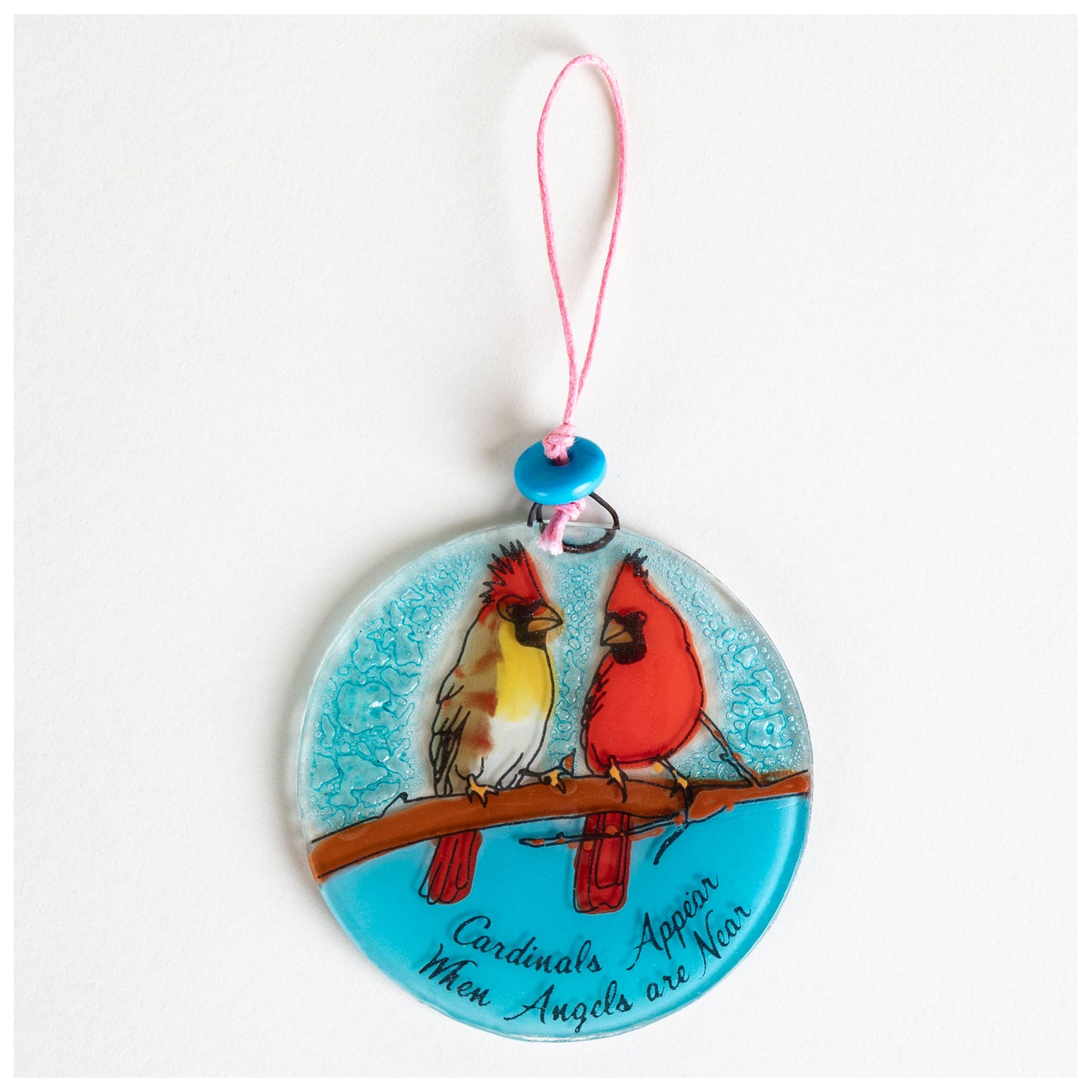 Feathered Friends Recycled Glass Ornament
