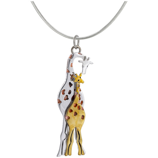 Parent & Child Giraffe Mixed Metal Necklace