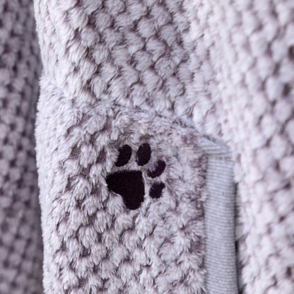 Embroidered Paw Fleece Poncho