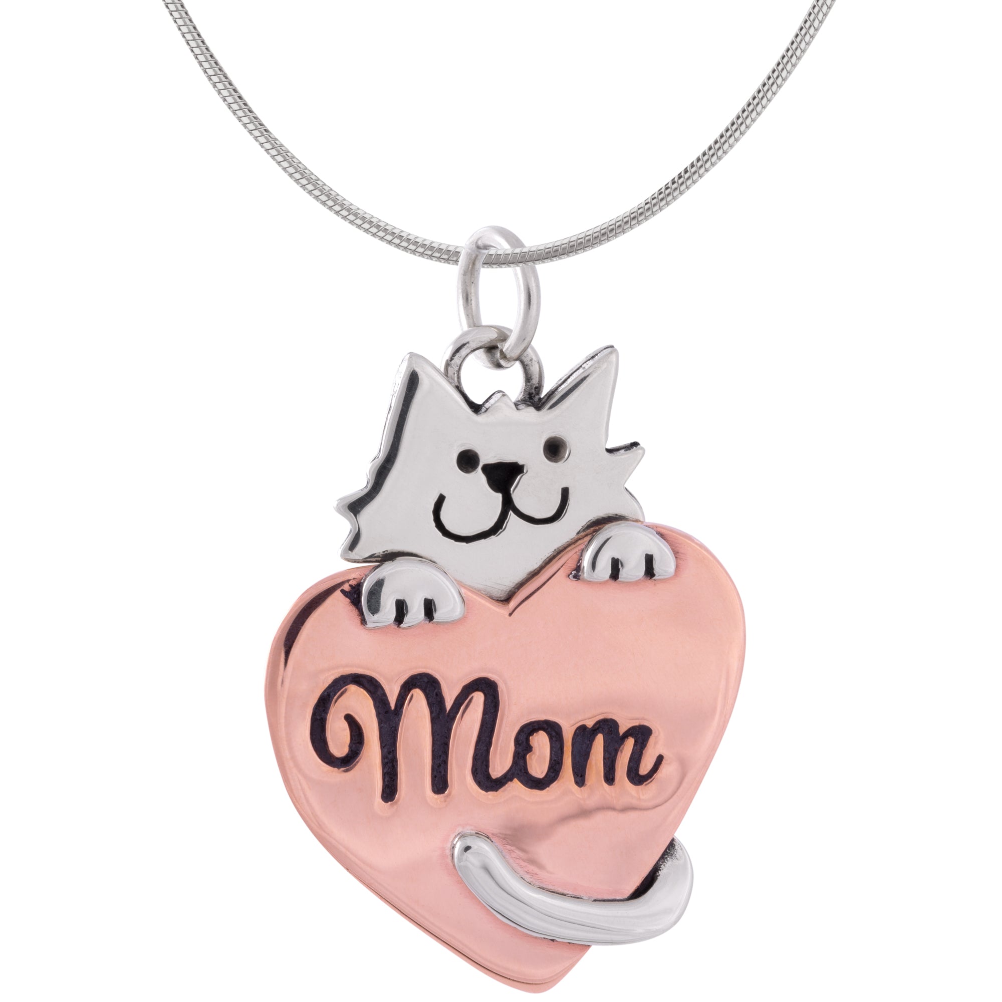 Cat Mom Copper Heart Necklace
