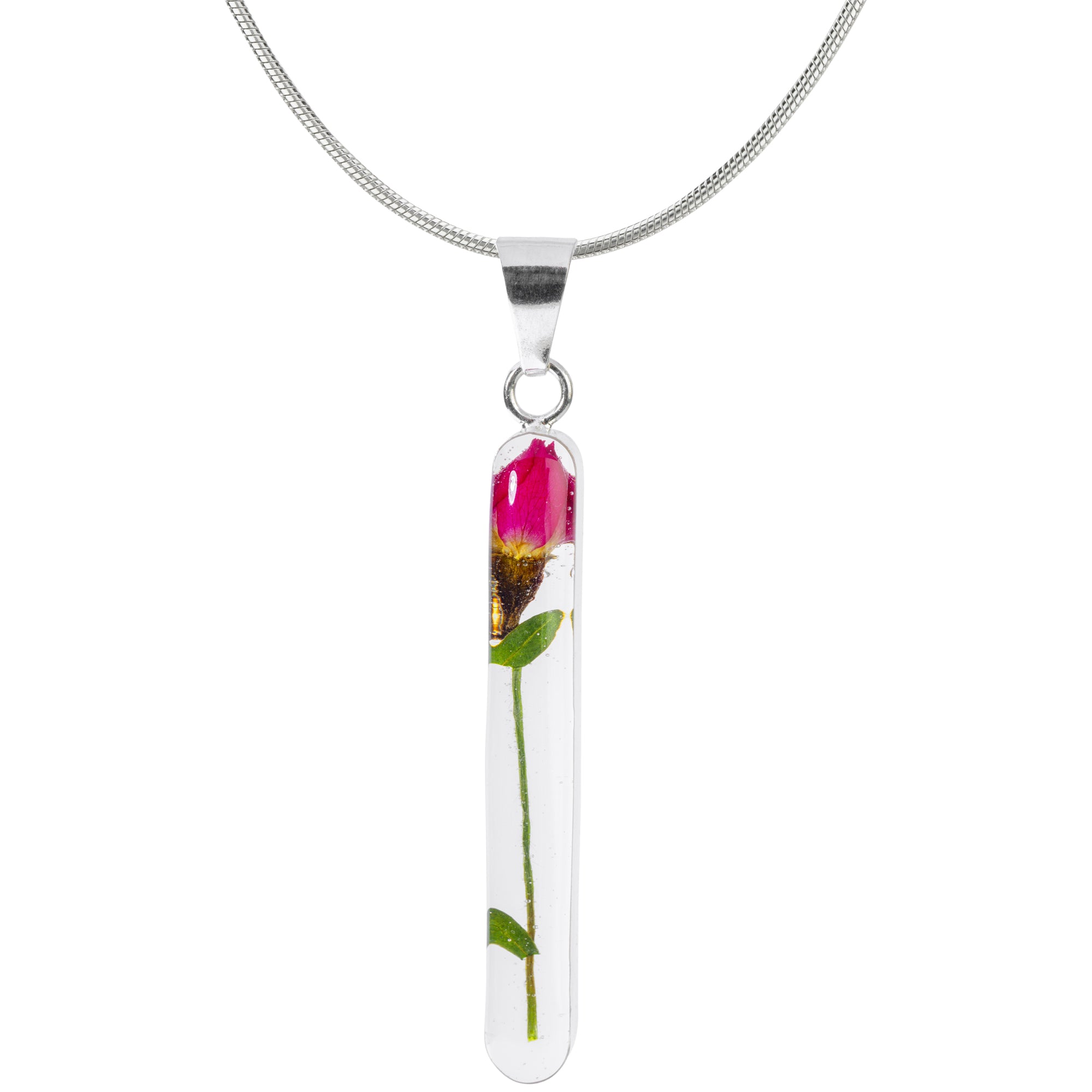 Real Rose & Sterling Necklace