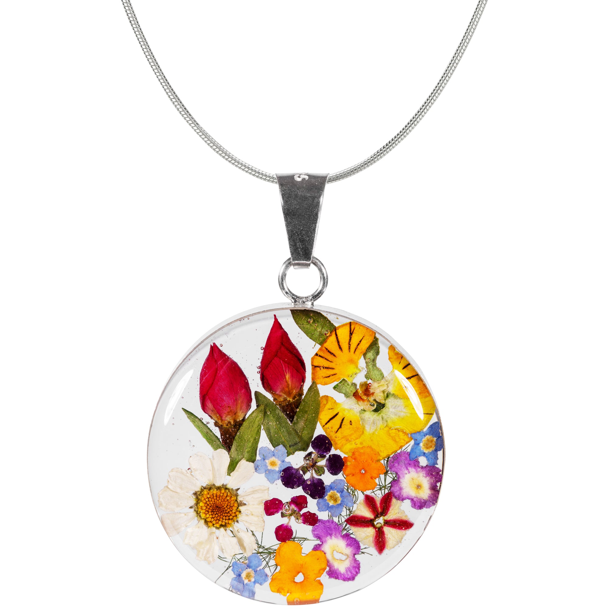 Real Flowers & Sterling Necklace