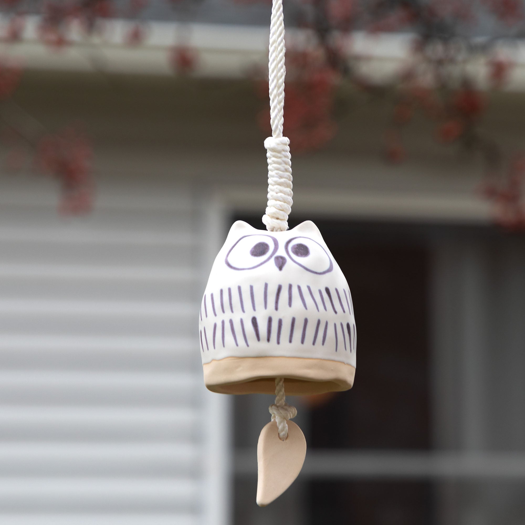 Whoo's There Ceramic Owl Bell Wind Chime