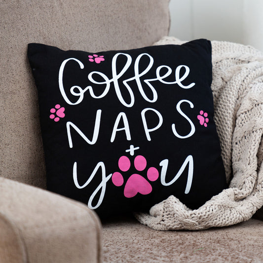 Coffee Naps & You Paw Accent Pillow