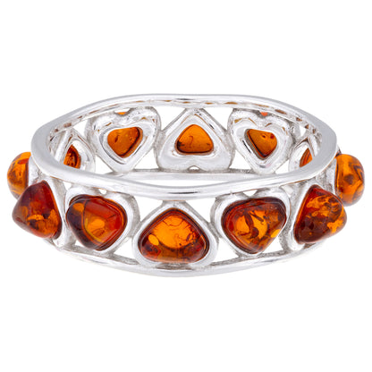 Sterling & Amber Hearts Ring