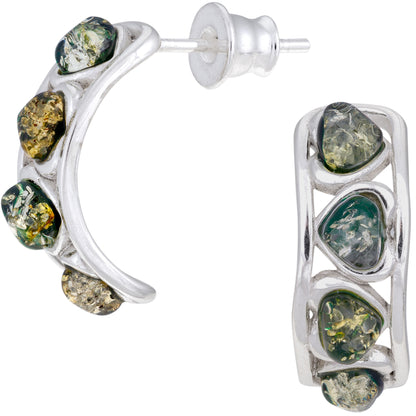 Sterling & Amber Multi Hearts Earrings