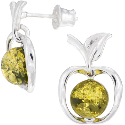 Sterling & Amber Apple Earrings