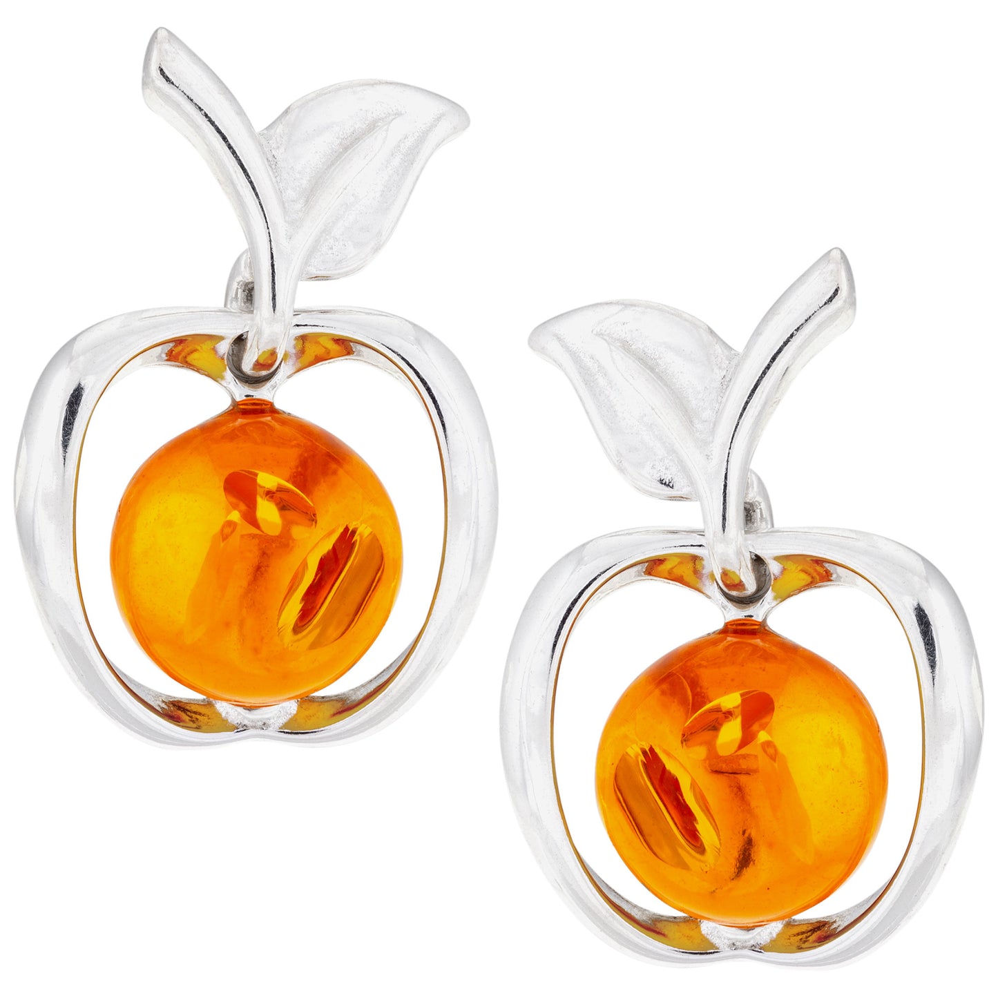 Sterling & Amber Apple Earrings
