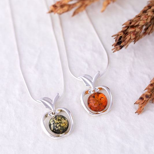 Sterling & Amber Apple Necklace
