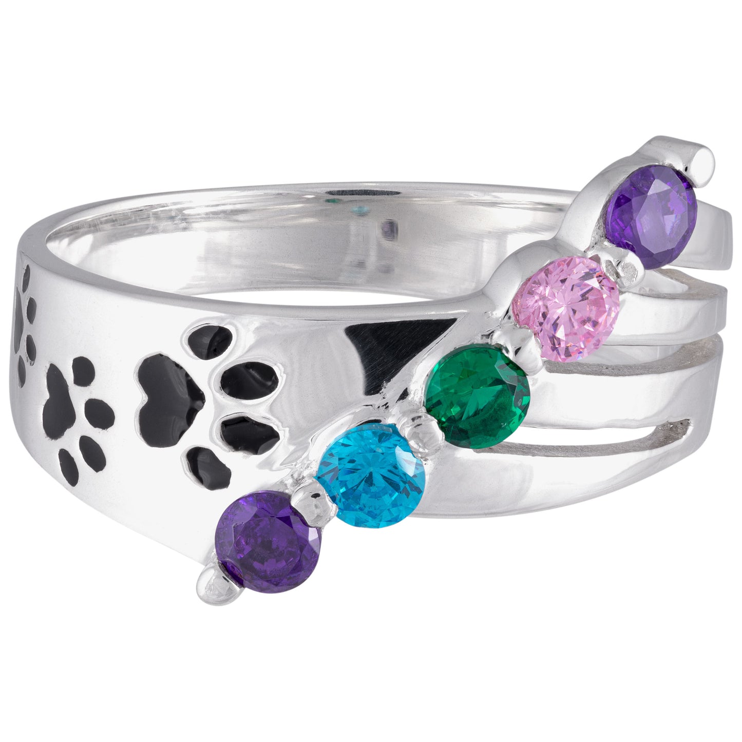 Walking Paws to the Rainbow Sterling Ring