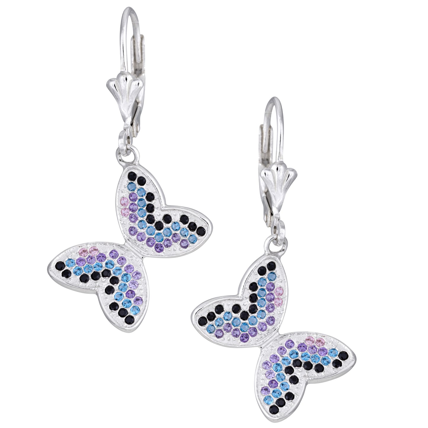 Fluttering Friends Sterling & Crystal Earrings