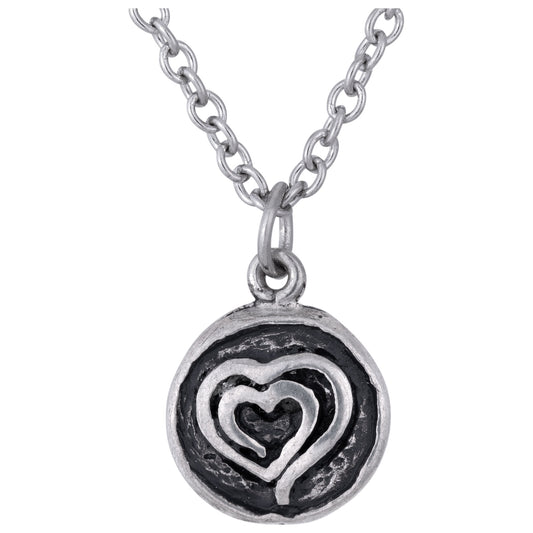 Hand & Heart Pewter Necklace
