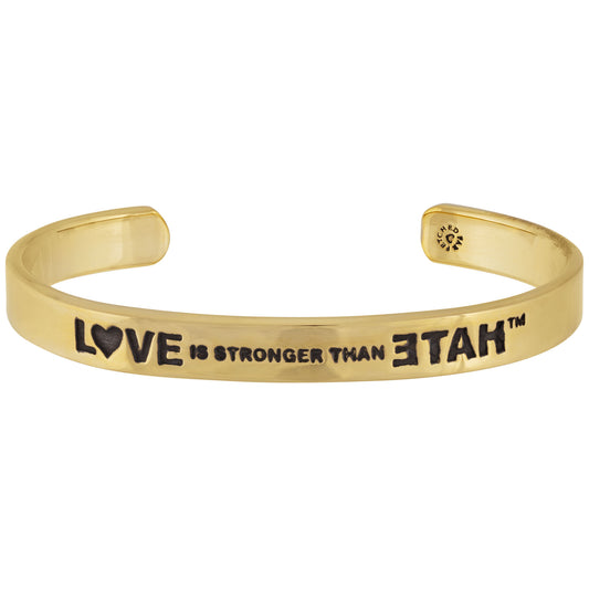 Love Is Stronger Than Hate Brass Cuff Bracelet