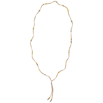 Mixed Metal Beads & Silk Cord Beige Necklace/Bracelet Wrap
