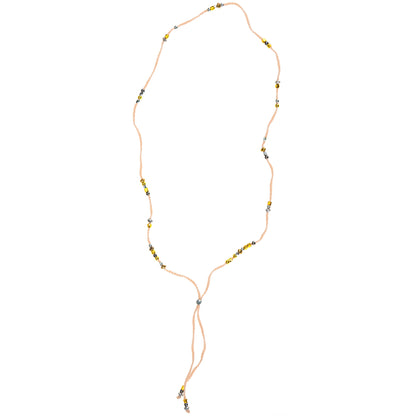 Mixed Metal Beads & Silk Cord Pink Necklace/Bracelet Wrap