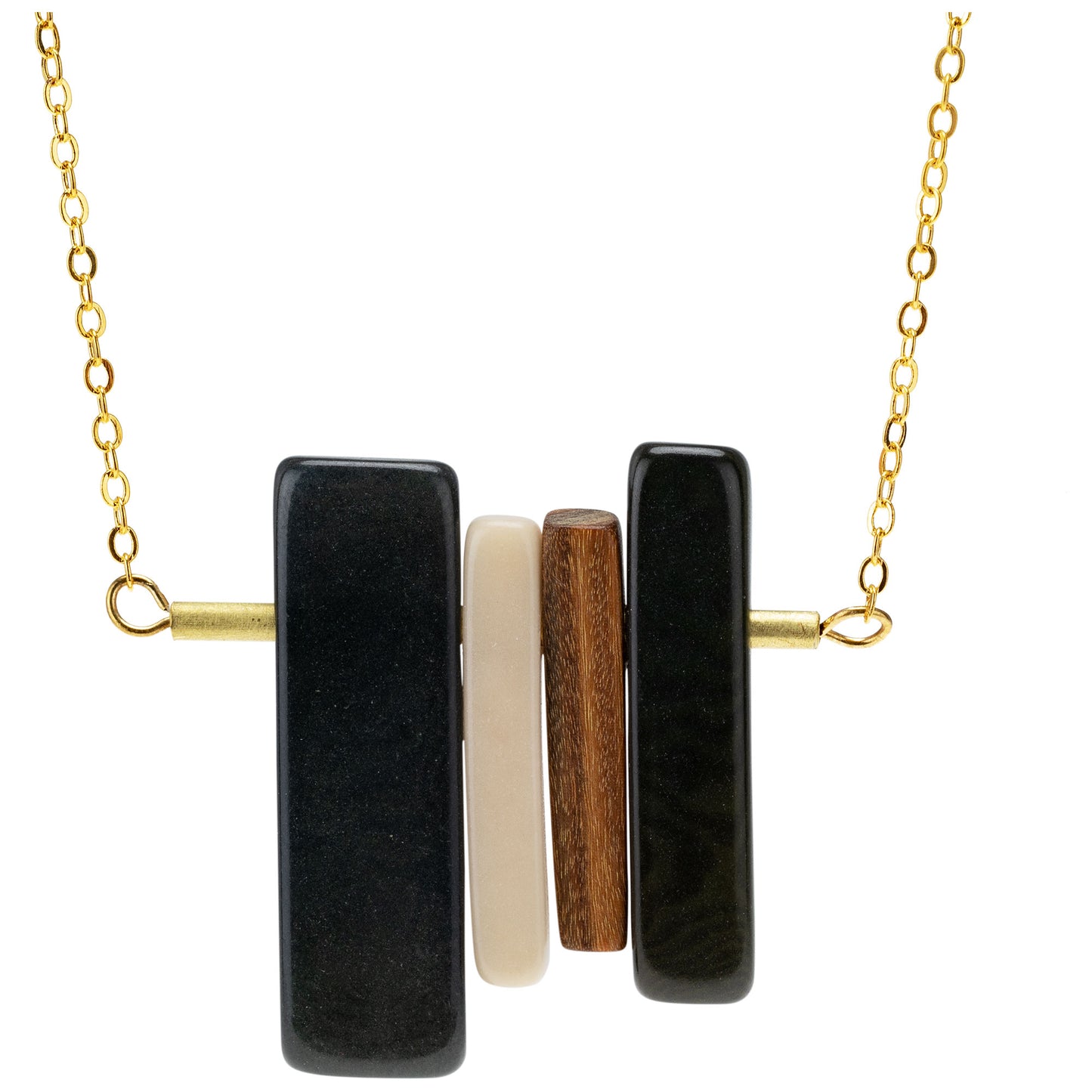 Encanto Tagua Wood & Brass Necklace