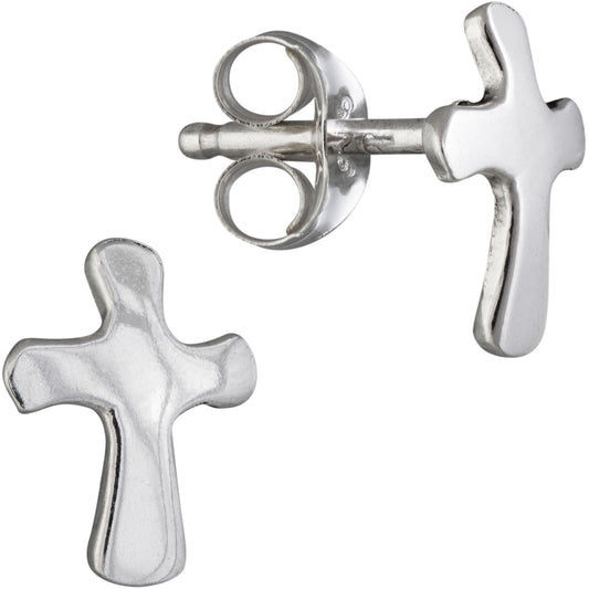 Cross Sterling Silver Post Earrings