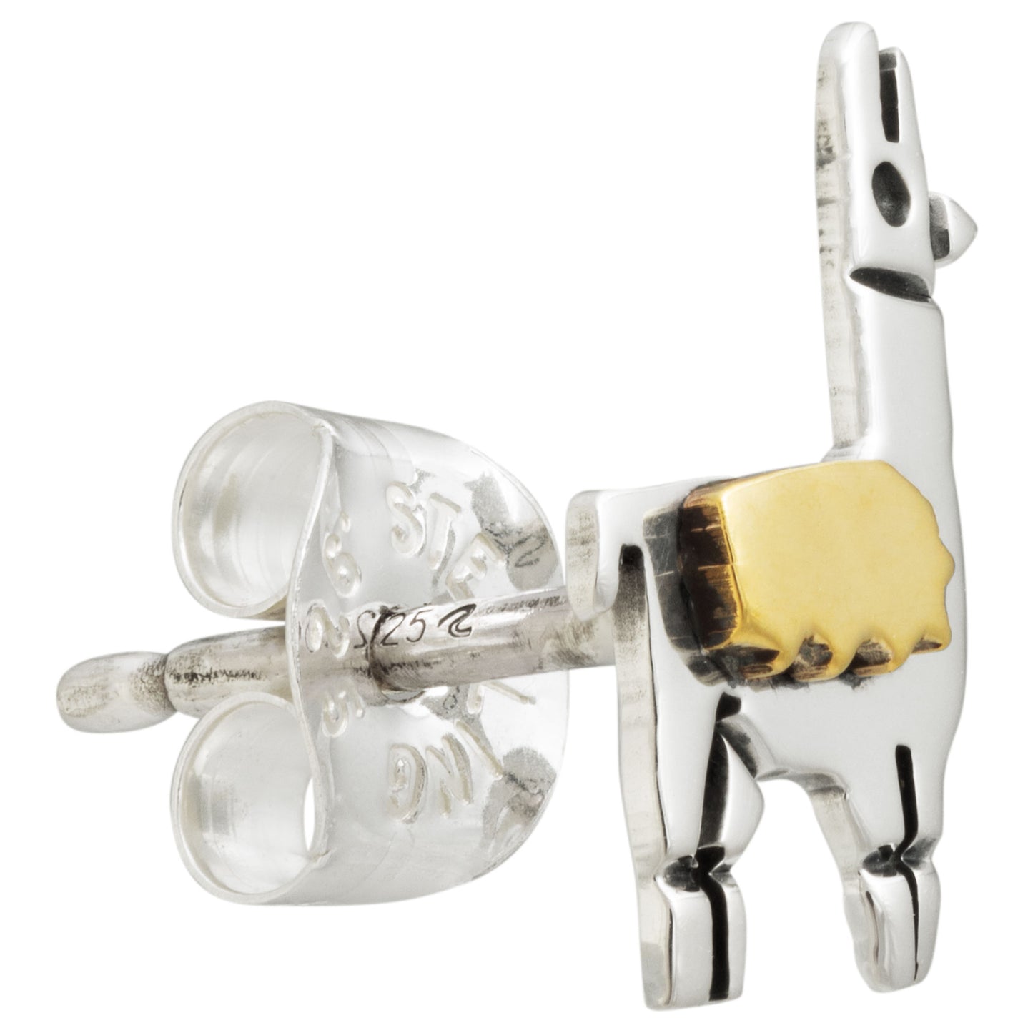 Llama Sterling & Brass Post Earrings