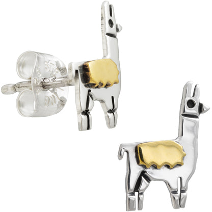 Llama Sterling & Brass Post Earrings