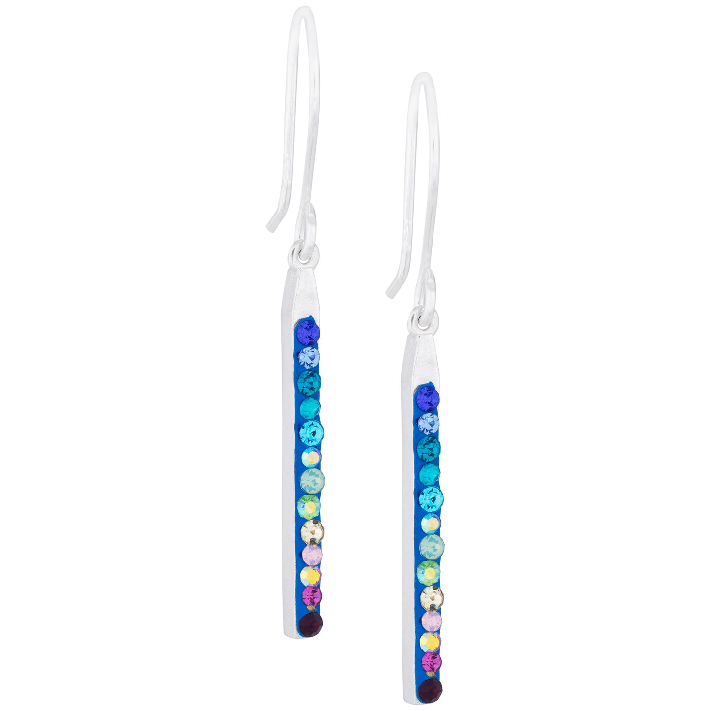 Rainbow Mosaic Crystal Drop Earrings