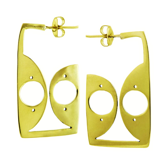 Brass Arched Angular Earrings