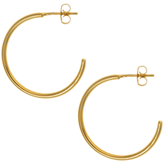 Golden Hoop Post Earrings