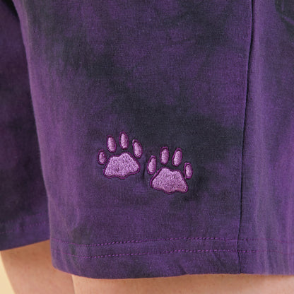 Purple Paw Tie-Dye Casual Shorts