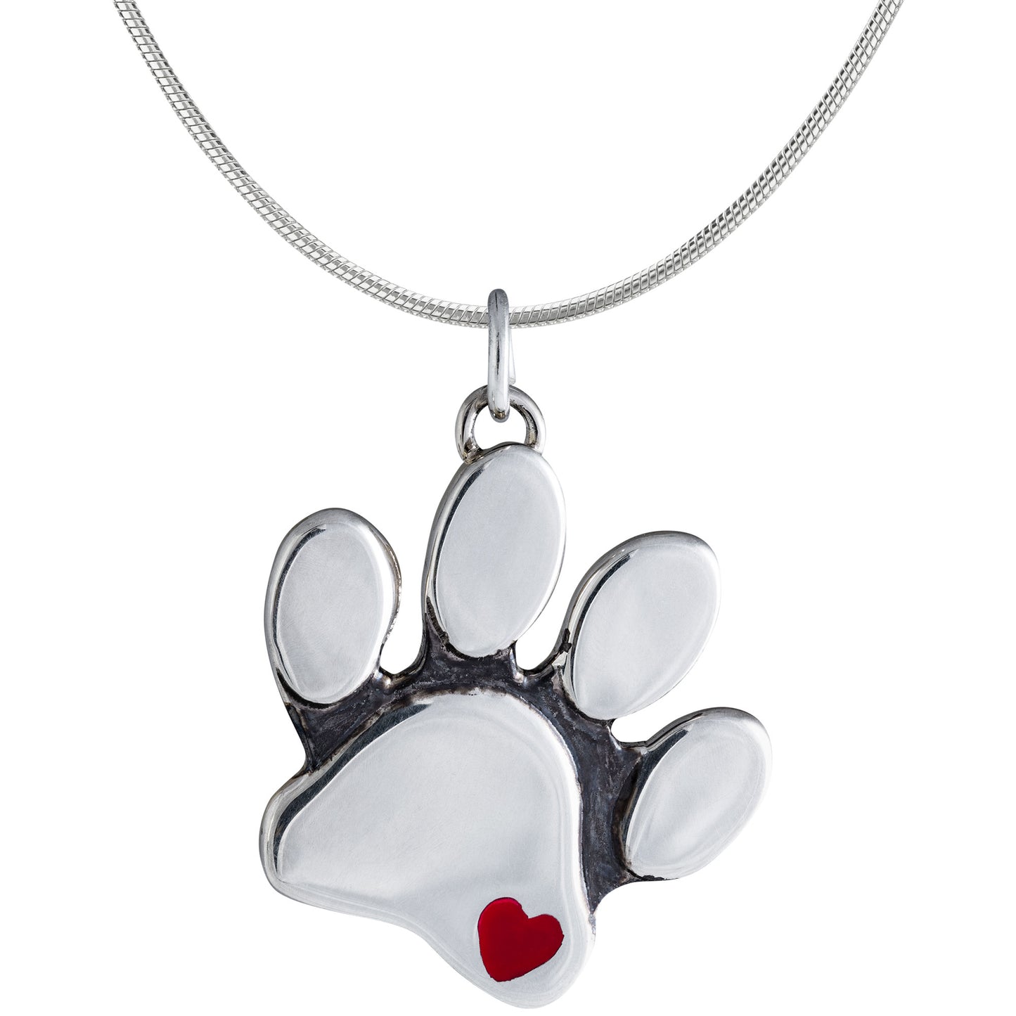 Heart Paw Print Sterling Necklace