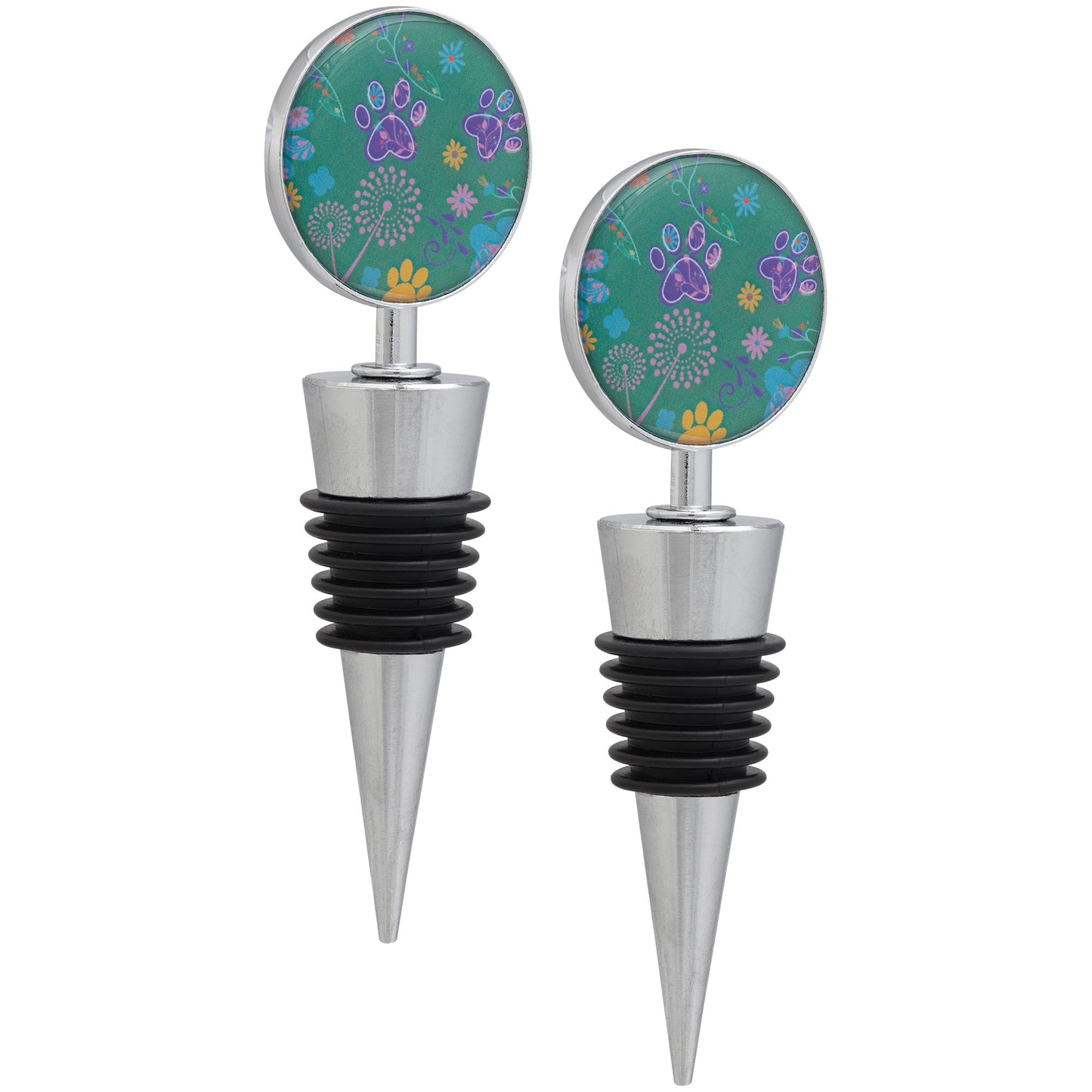 Fields of Flowers Paws Wine Stopper - Set of 2