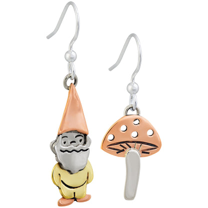 Lucky Gnome & Mushroom Mixed Metal Earrings