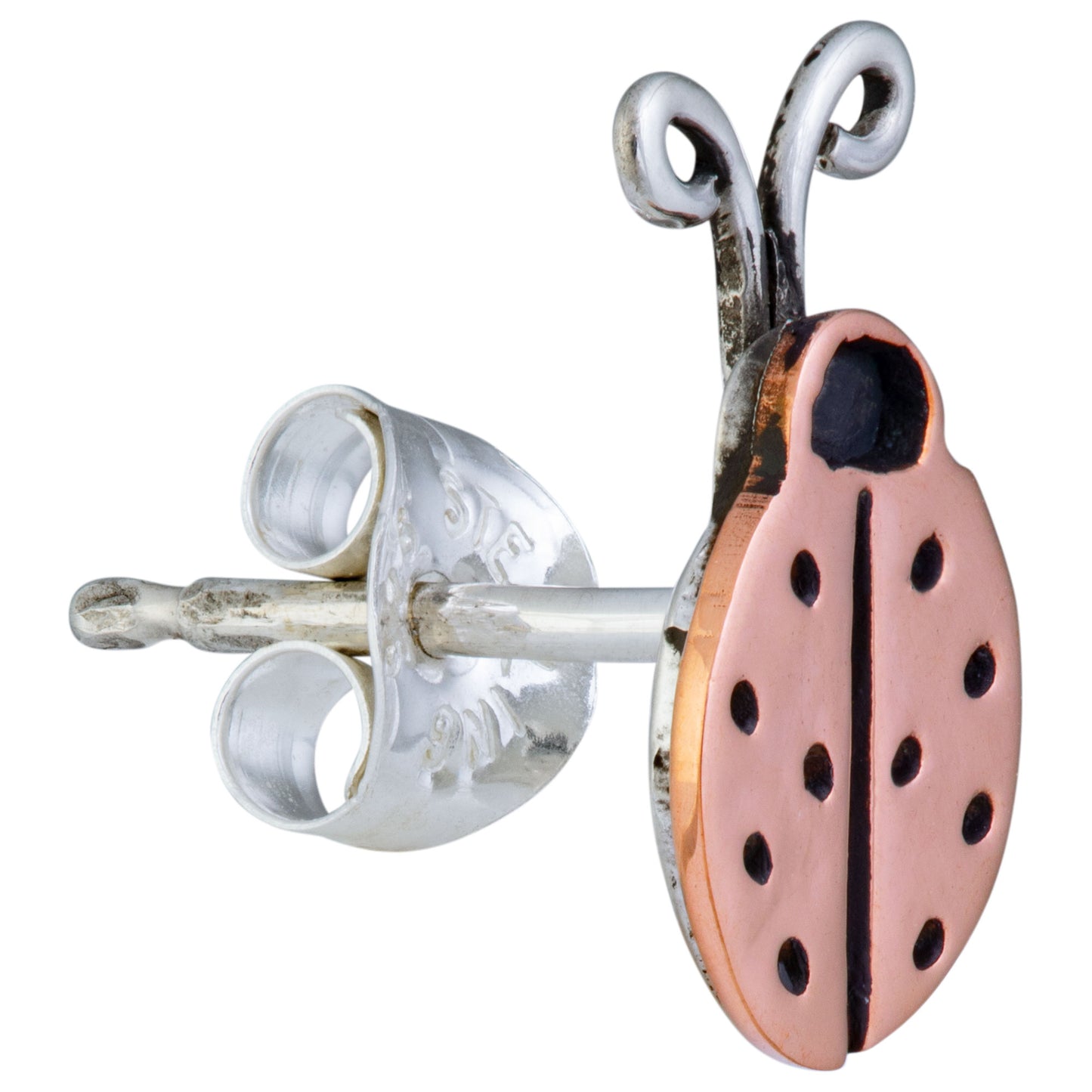 Lucky Ladybug Sterling & Copper Post Earrings