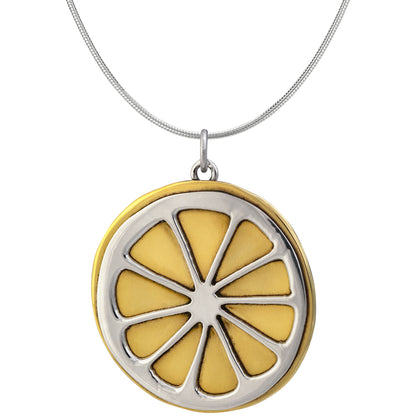 Lemon Slice Sterling & Brass Necklace