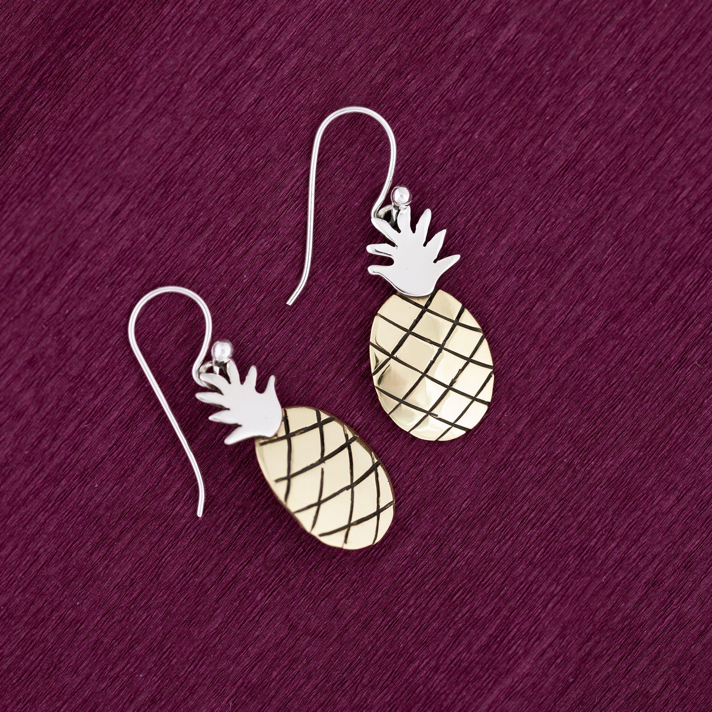 Juicy Pineapple Sterling & Brass Earrings