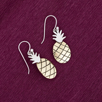 Juicy Pineapple Sterling & Brass Earrings