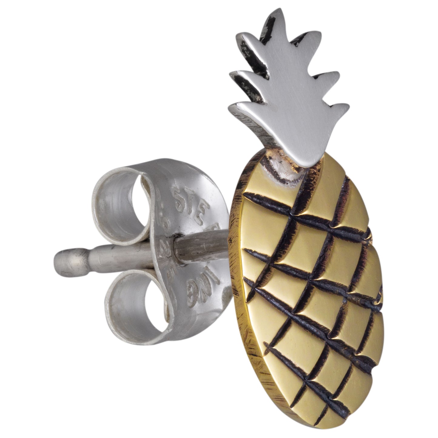 Juicy Pineapple Sterling & Brass Post Earrings