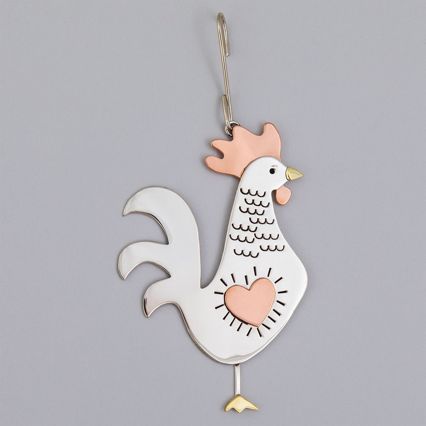 Fun Rooster Mixed Metal Ornament