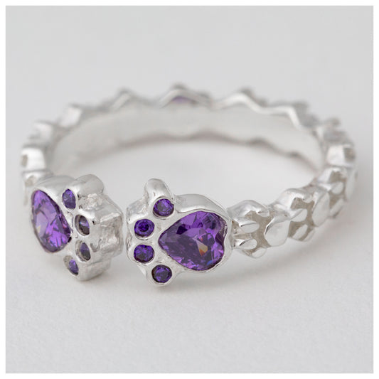 Paw Print Sterling & Crystals Toe Ring