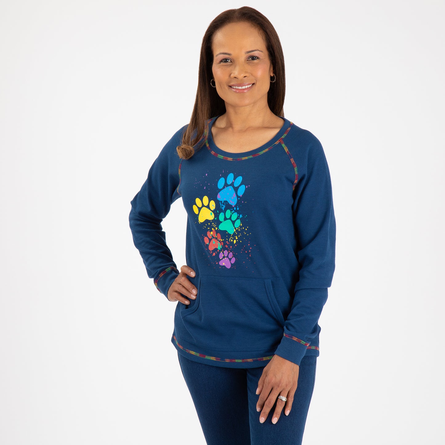 Paint & Paws Rainbow Stitch Thermal Top