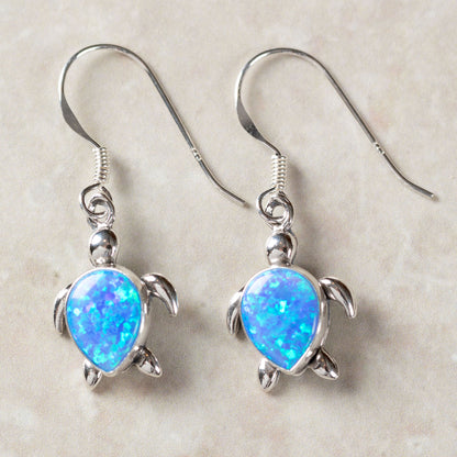 Sea Turtle Sterling & Opal Earrings