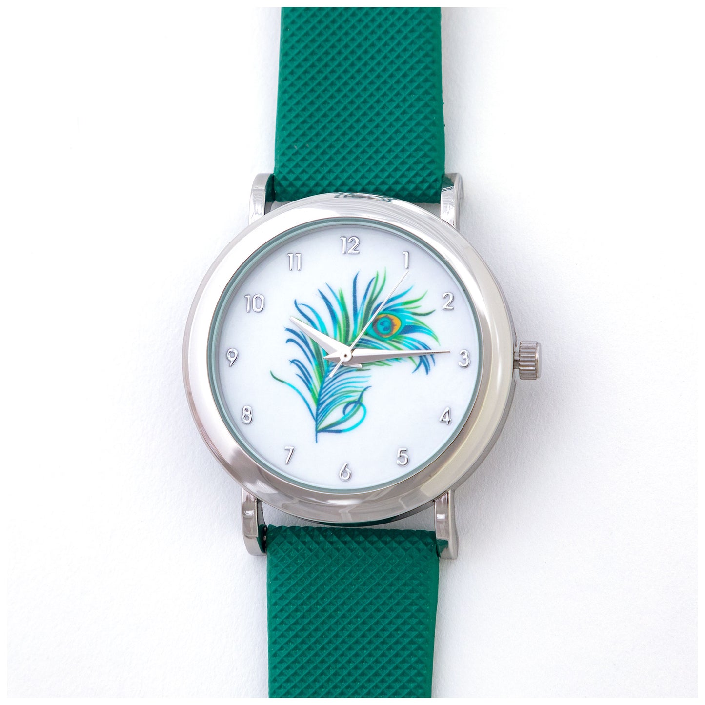 Green Peacock Feather Watch